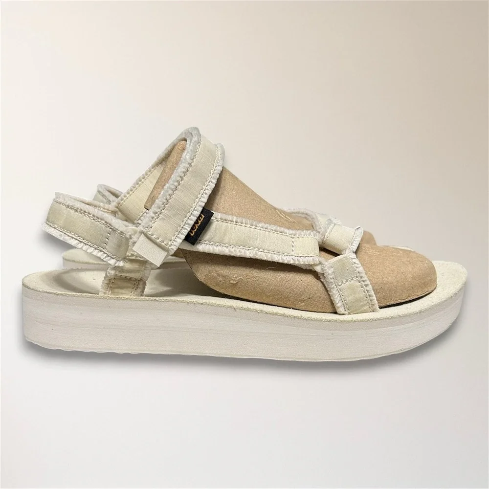 Teva Midform Universal Chunky Platform Slingback Sandals Womens 10 Ivory Travel‎